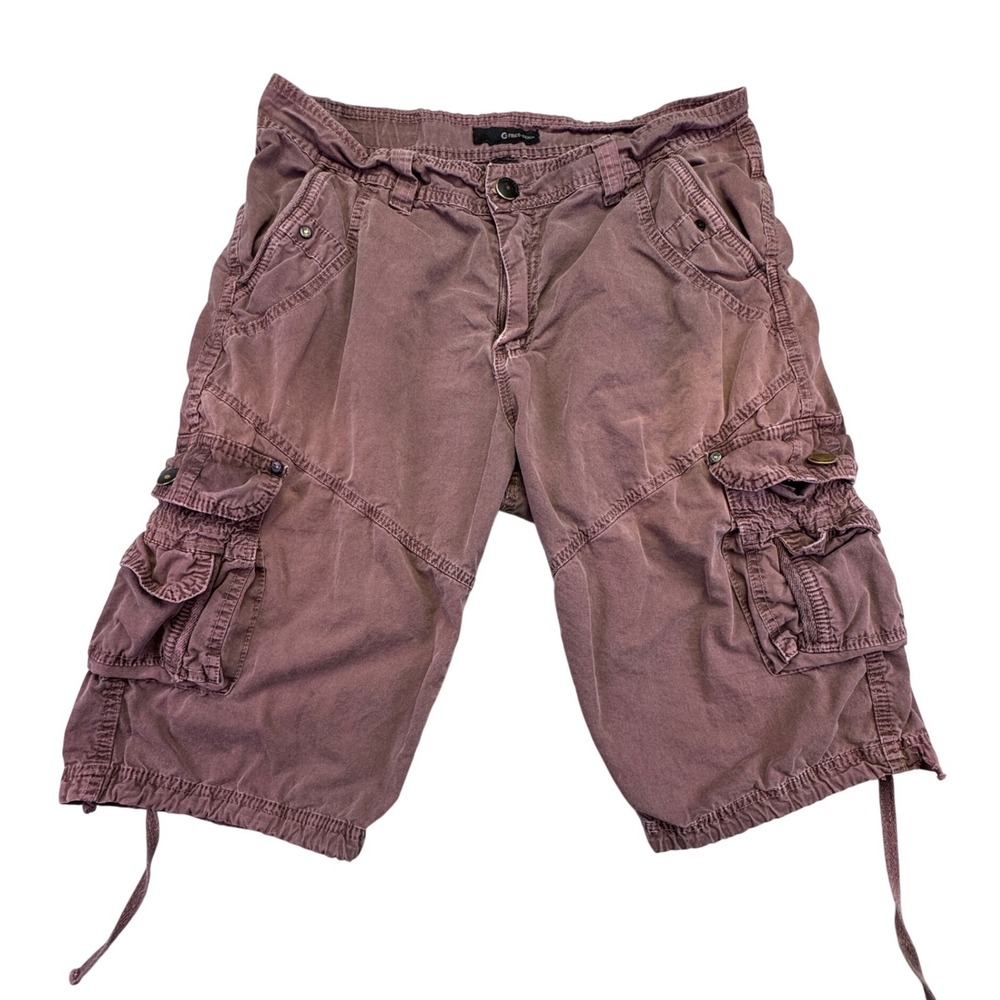 Fried-Denim‎ Cargo Shorts Men's Size 34 Purple Wash Multi Pocket Drawstring Hem